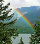 Rainbow over Columbia River from Skamania Coves